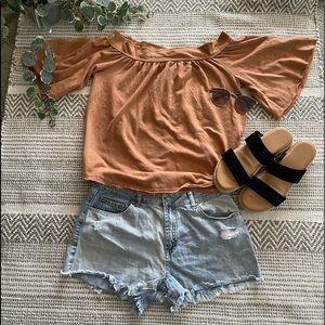 Light washed High waisted jean shorts